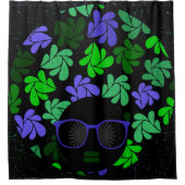 Afro Diva Groen & Blauw Douchegordijn (Voorkant)