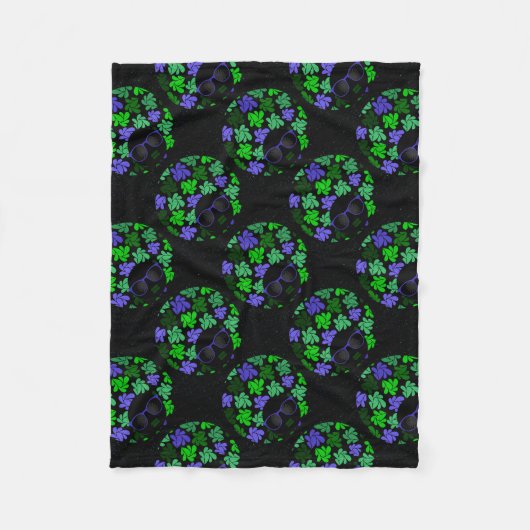 Afro Diva Groen & Blauw Fleece Deken (Voorkant)