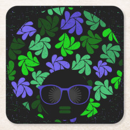 Afro Diva Groen & Blauw Kartonnen Onderzetters