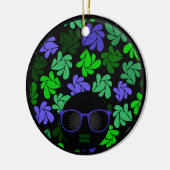 Afro Diva Groen & Blauw Keramisch Ornament (Links)
