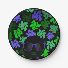 Afro Diva Groen & Blauw Papieren Bordje