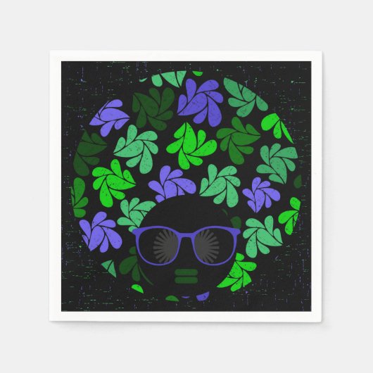 Afro Diva Groen & Blauw Servet (Voorkant)