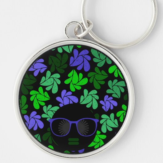 Afro Diva Groen & Blauw Sleutelhanger (Voorkant)