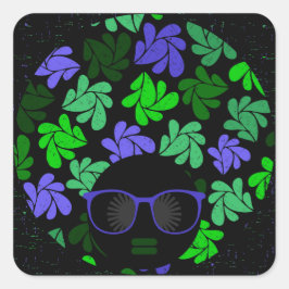 Afro Diva Groen & Blauw Vierkante Sticker