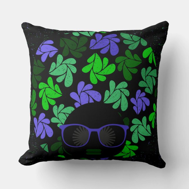 Afro Diva Groen & Blauwe Kussen (Voorkant)