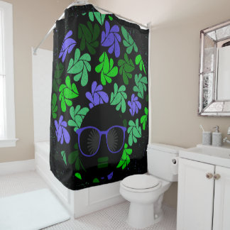 Afro Diva groene en blauwe douchegordijn