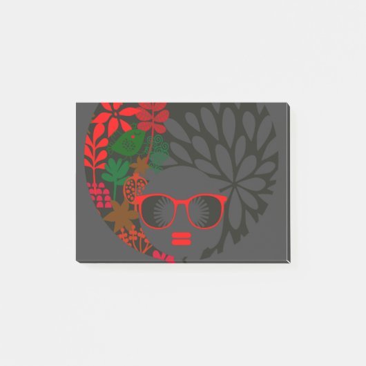 Afro Diva Red Green Slate Black Post-it® Notes (Voorkant)