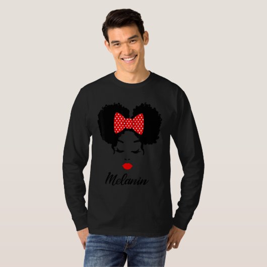 Afro Diva Red Lips Bow Stropdas Black Girl Magic P T-shirt (Voorkant volledig)
