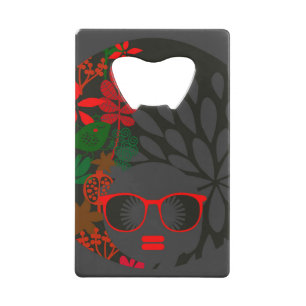 Afro Diva Rood Groen Leisteen Zwart Creditkaart Flessenopener