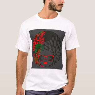 Afro Diva Rood Groen Leisteen Zwart T-shirt