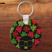 Afro Diva Rood Roze Groen Sleutelhanger (Voorkant)