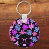 Afro Diva Roze Lavendel Blauw Sleutelhanger (Voorkant)