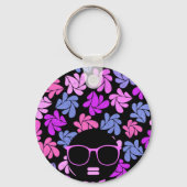Afro Diva Roze Lavendel Blauw Sleutelhanger (Achterkant)