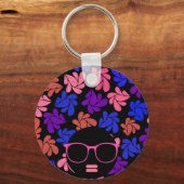 Afro Diva Roze Lavendel Blauw Sleutelhanger (Achterkant)