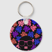 Afro Diva Roze Lavendel Blauw Sleutelhanger (Achterkant)