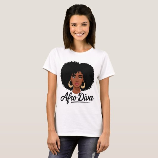 Afro Diva T-shirt voor dames (Voorkant volledig)