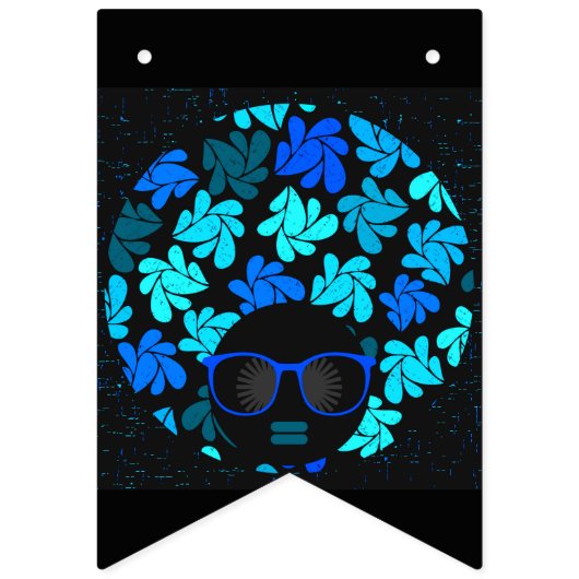 Afro Diva Turquoise Blauwgroen feestdecoraties Vlaggetjes (Tweede vlag)