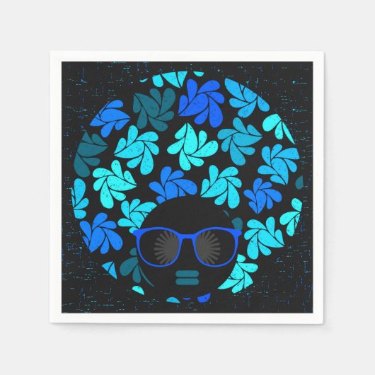 Afro Diva Turquoise Blauwgroen servetten (Voorkant)