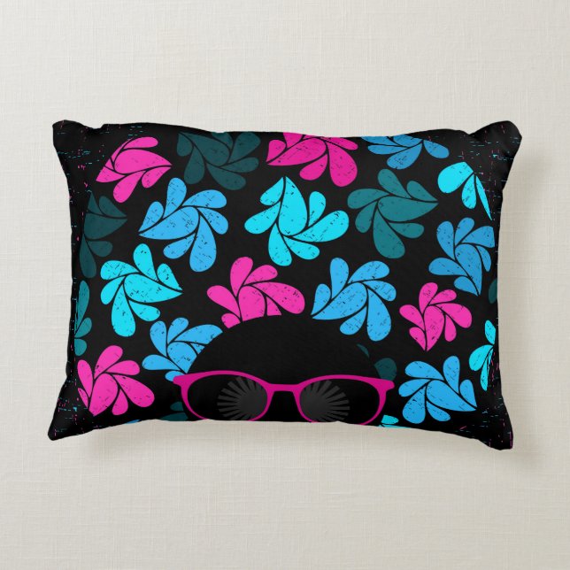 Afro Diva Turquoise & Hot Pink Decoratief Kussen (Achterkant)
