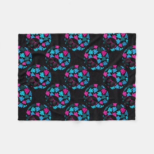 Afro Diva Turquoise & Hot Pink Fleece Deken (Voorkant (Horizontaal))