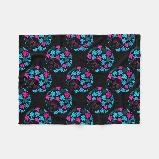 Afro Diva Turquoise & Hot Pink Fleece Deken (Voorkant (Horizontaal))