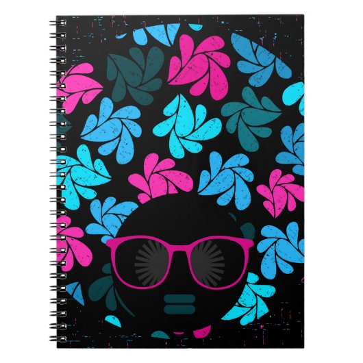 Afro Diva Turquoise & Hot Pink Notitieboek (Voorkant)