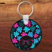 Afro Diva Turquoise & Hot Pink Sleutelhanger (Voorkant)