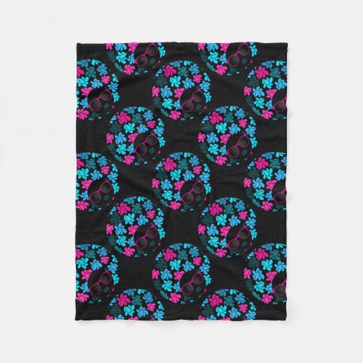 Afro Diva Turquoise & Hot Roze Fleece Deken (Voorkant)