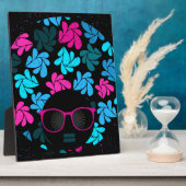 Afro Diva Turquoise & Hot Roze Fotoplaat (Zijkant)