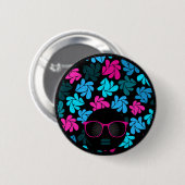 Afro Diva Turquoise & Hot Roze Ronde Button 5,7 Cm (Voorkant /achterkant)