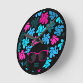 Afro Diva Turquoise & Hot Roze Ronde Klok (Hoek)