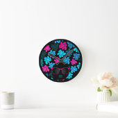 Afro Diva Turquoise & Hot Roze Ronde Klok (Huis)