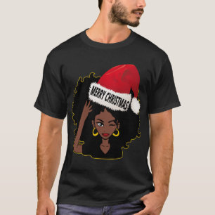 Afro Diva Winking Eye Merry Kerstmelanin Quee T-shirt