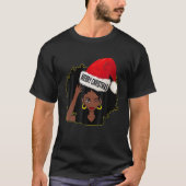 Afro Diva Winking Eye Merry Kerstmelanin Quee T-shirt (Voorkant)