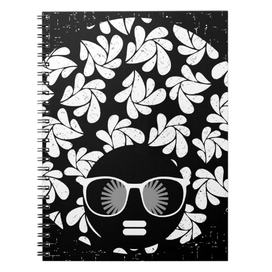 Afro Diva Zwart & Wit Notitieboek (Voorkant)