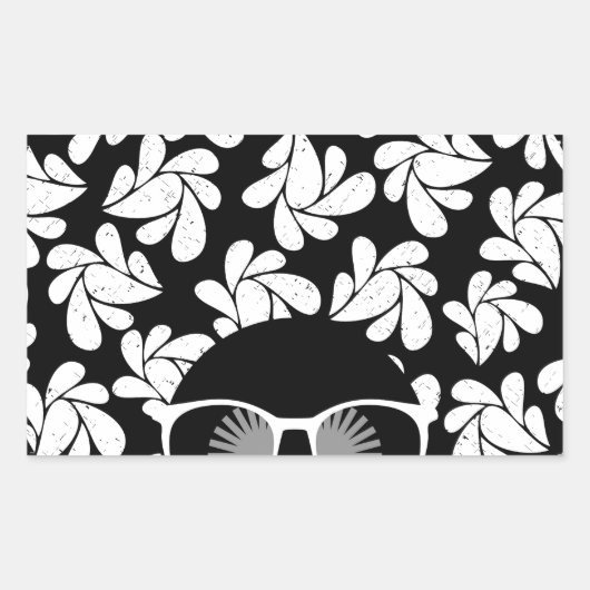Afro Diva Zwart & Wit Rechthoekige Sticker (Voorkant)
