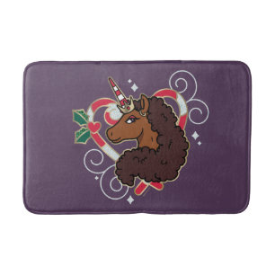 Afro Eenhoorn Candy Cane Heart Holiday Badmat