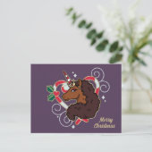 Afro Eenhoorn Candy Cane Heart Holiday Briefkaart (Staand voorkant)