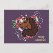Afro Eenhoorn Candy Cane Heart Holiday Briefkaart (Voorkant)