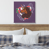 Afro Eenhoorn Candy Cane Heart Holiday Canvas Afdruk (Insitu (Slaapkamer))