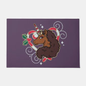 Afro Eenhoorn Candy Cane Heart Holiday Deurmat (Voorkant)