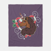 Afro Eenhoorn Candy Cane Heart Holiday Fleece Deken (Voorkant)