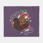 Afro Eenhoorn Candy Cane Heart Holiday Fleece Deken (Voorkant (Horizontaal))