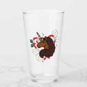 Afro Eenhoorn Candy Cane Heart Holiday Glas (Voorkant)