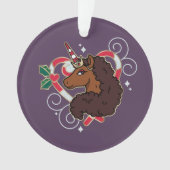 Afro Eenhoorn Candy Cane Heart Holiday Ornament (voorkant)