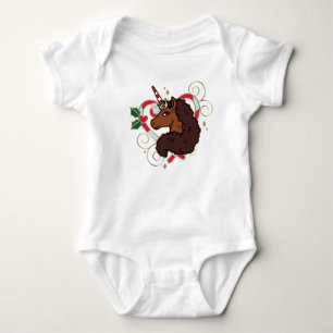Afro Eenhoorn Candy Cane Heart Holiday Romper