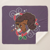 Afro Eenhoorn Candy Cane Heart Holiday Sherpa Deken (Voorkant (horizontaal))