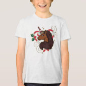 Afro Eenhoorn Candy Cane Heart Holiday Tri-Blend Shirt (Voorkant)