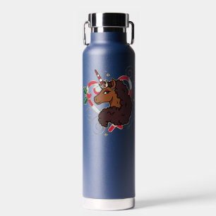 Afro Eenhoorn Candy Cane Heart Holiday Waterfles