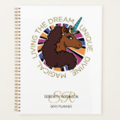 Afro Eenhoorn Die de Droom Leeft Ontwerp Planner (Voorkant)